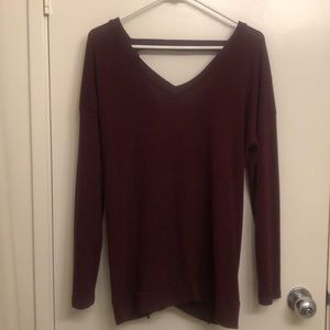 Long Sleeve Sweater Knit Top with exposed back.